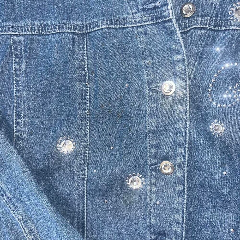 Vintage Quacker Factory Women's Blue Denim Button Up Shacket with Rhinestones - Picture 5 of 5